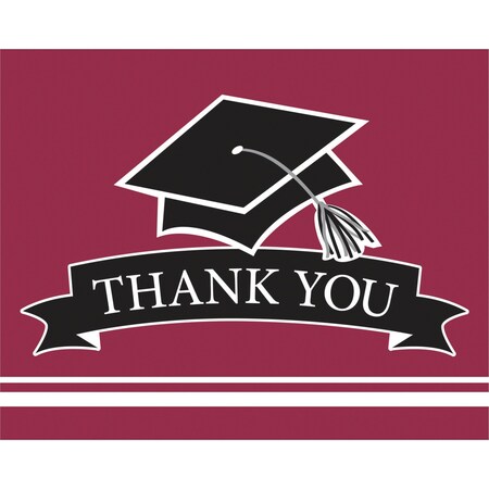 Graduation School Spirit Burgundy Red Thank You Notes, 5x4, 75PK